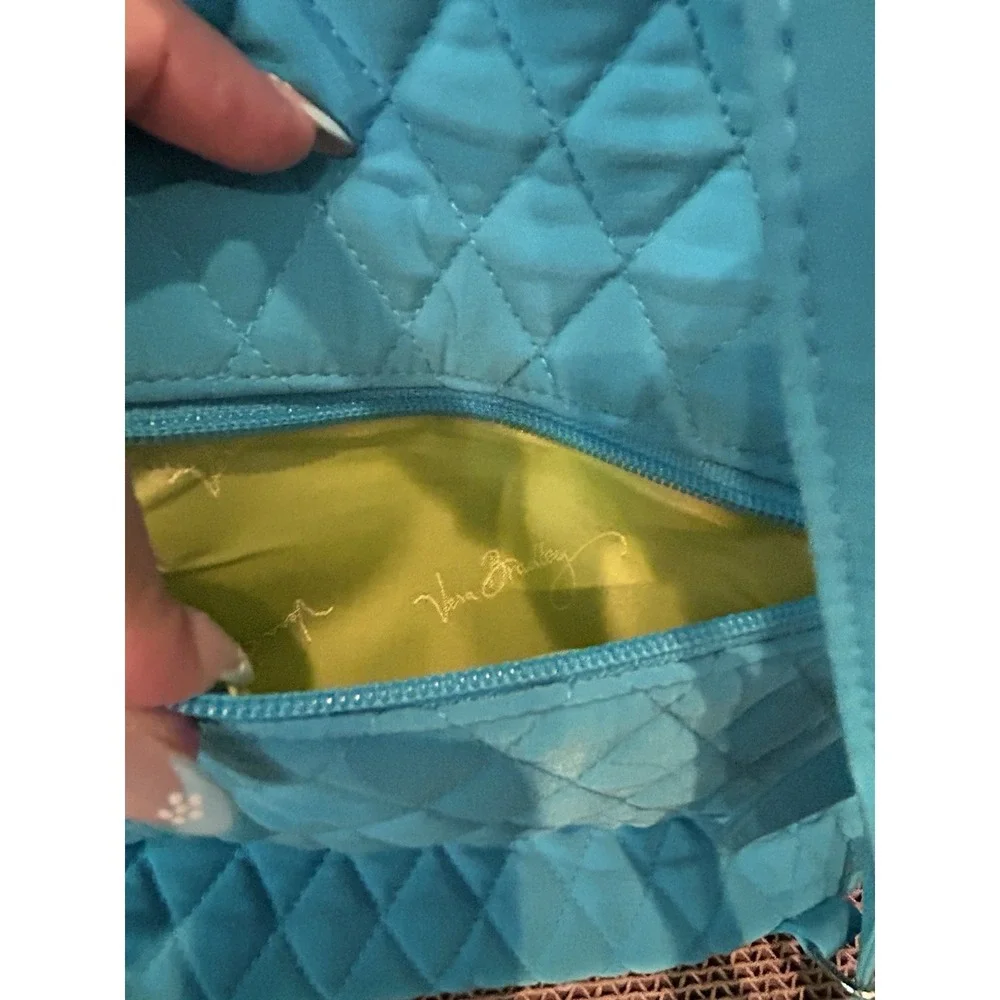 Vera Bradley Compact Essential Backpack Turquoise Quilted Lime Preppy Academia
